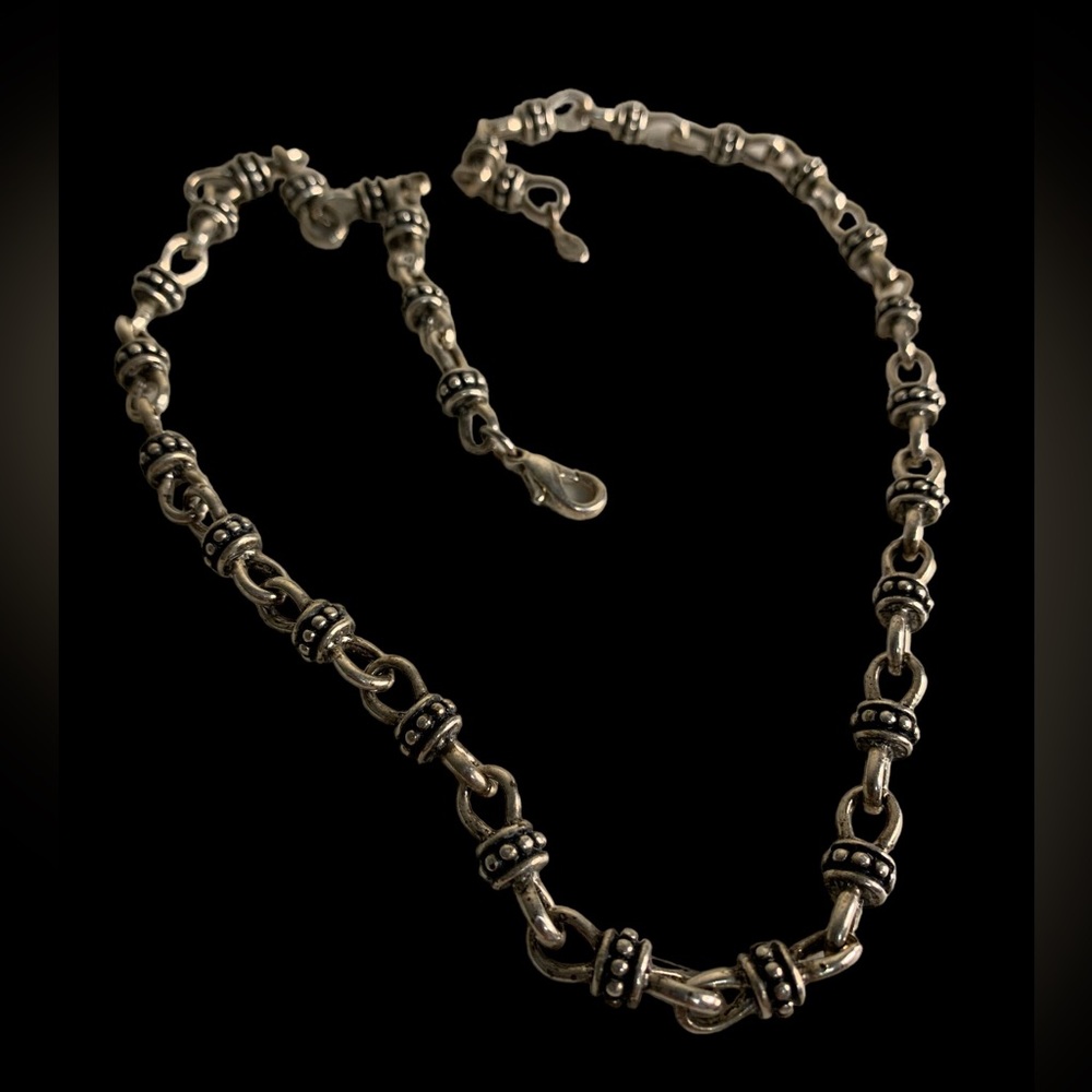 Retired Premier Designs Stamped Silver Plated 18” Chain Link Chunky Heavy